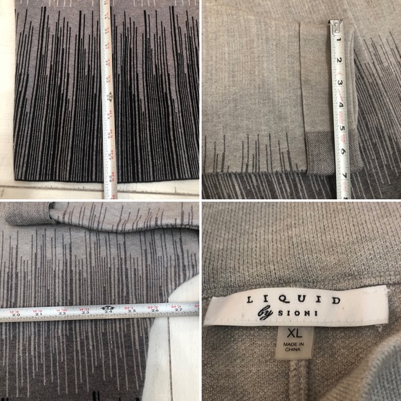 Liquid by Sioni Black/Gray Wrap Cardigan Sz  XL Front Single button Sweater - Picture 7 of 14